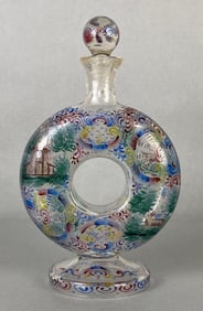 Czechoslovakian Painted Glass Circle Decanter