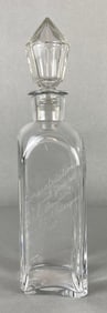 Baccarat Crystal Inscribed Decanter