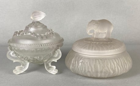 Group of 2 Frosted Glass Candy Dishes