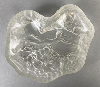 Clear Glass Woman Swimming Nut/Candy Dish