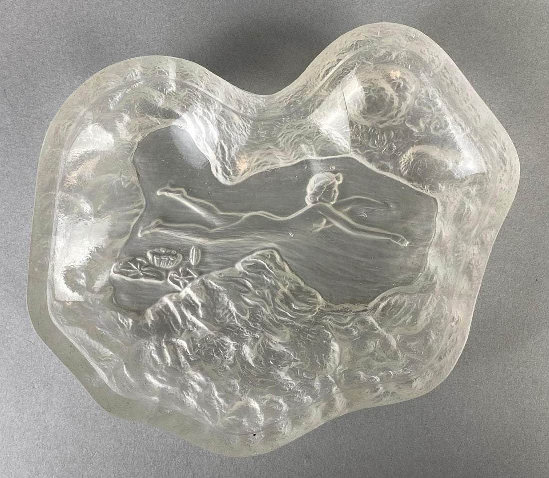 Clear Glass Woman Swimming Nut/Candy Dish (1 of 3)