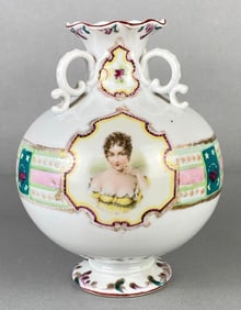 Hand-Painted White Porcelain Portrait Vase