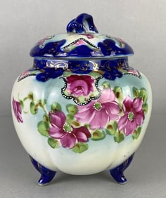 Floral Painted Porcelain Japanese Tea Caddy