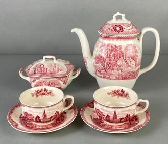 Johnson Bros Old Britain Castles Pink Transferware Porcelain Tea Set Items and More