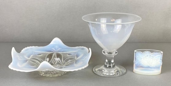 Group of 3 Opalescent Glass Items