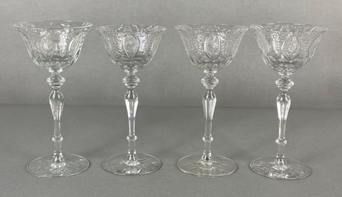 Seneca Co. Style Clear Glass Floral Pattern Sherry Glasses