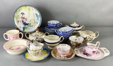 Group of Porcelain Tea Set Items and More