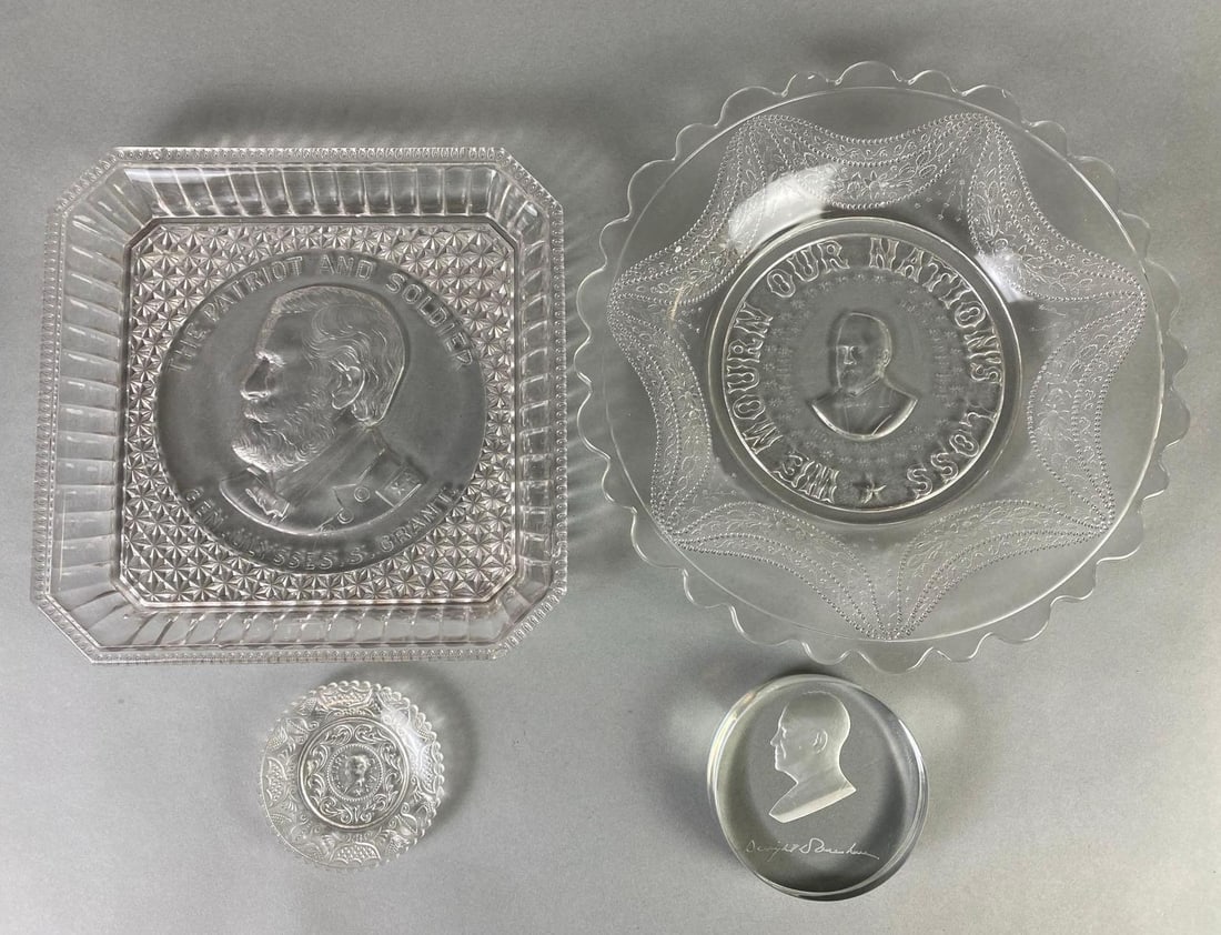 Group of 4 Clear Glass Portrait Plates and More (1 of 4)