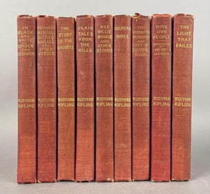 Vintage 9 Volumes of Rudyard Kipling Hardcover Books