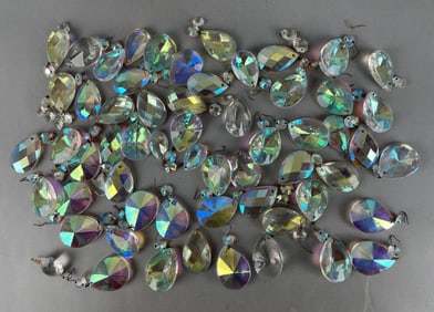 Group of Crystal Iridescent Teardrop Chandelier Prisms