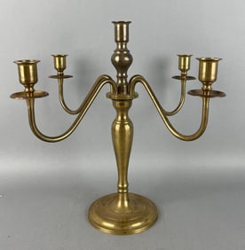 Antique 5 Candlestick Brass Candelabra