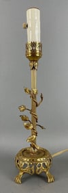 Antique Brass Candlestick Lamp with Ivy