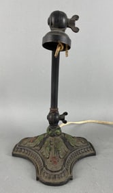 Antique Metal Desk Lamp with Oak Leaf Motif