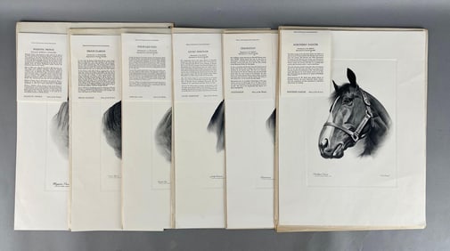 Group of 6 1960s Kentucky Derby Winner Art Lithographs