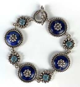 Sterling Silver Blue Topaz and Lapis Lazuli Bracelet