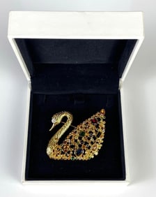 Swarovski Crystal Swan Brooch