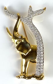 Swarovski Crystal Elephant and Tree Brooch