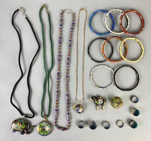 Group of Enameled Chinese Cloisonne Jewelry