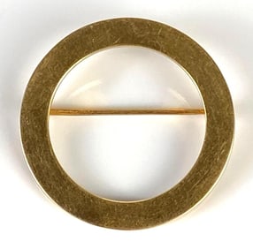 14K Gold Circle Brooch