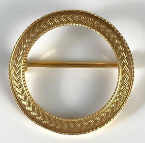 14K Gold Circle Brooch