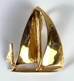 14K Gold Sailboat Necklace Pendant