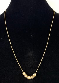 14K Gold Ball and Chain Necklace
