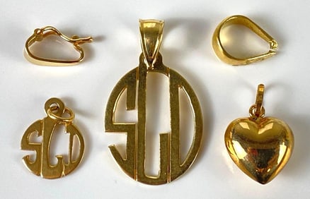 Group of 14K Gold Necklace Pendants and Loops