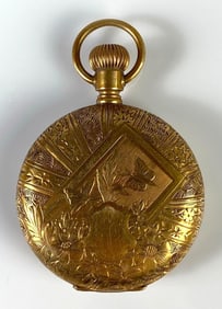 Elgin Etched Butterfly Hunter Case Pocket Watch