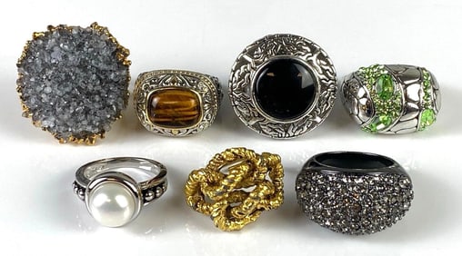 Group of 7 Costume Jewelry Rings