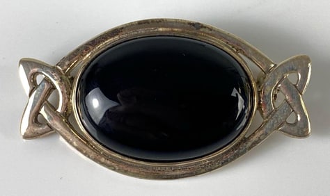 Sterling Silver Onyx Brooch