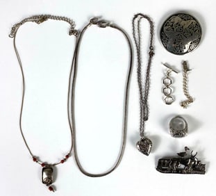 Group of Sterling Silver and Pewter Jewelry Items