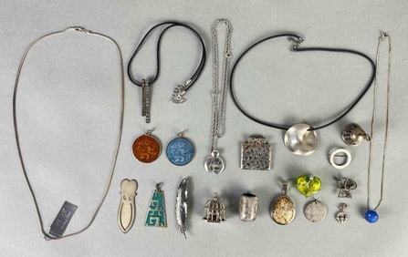 Group of Sterling Silver Jewelry Items and More