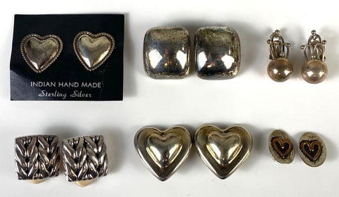 Group of Sterling Silver Clip-On Earrings