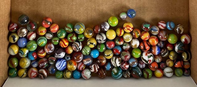Group of 105+ 1920s Peltier Glass Co. Ottawa IL Marbles