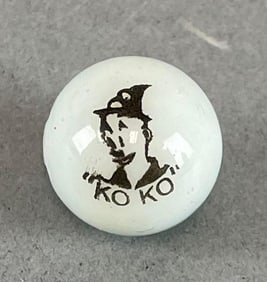 Vintage Peltier Glass Co. Ottawa IL Koko the Clown comic marble