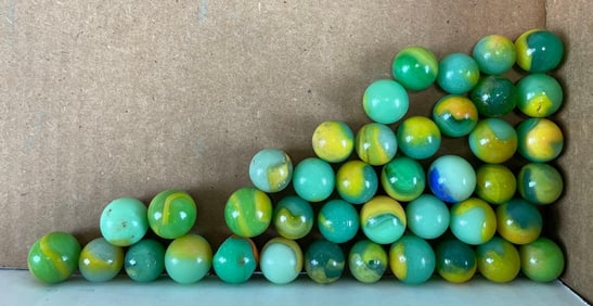 Group of 35+ Peltier Glass Co. Ottawa IL Marbles