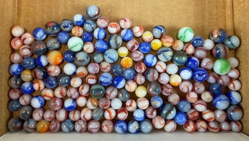Group of 150+ Peltier Glass Co. Ottawa IL Peewee Marbles