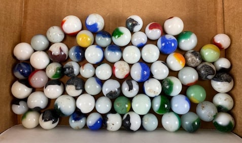 Group of 60+ Peltier Glass Co. Ottawa IL Marbles