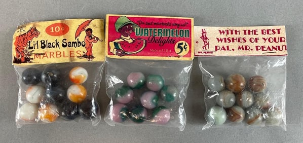 Group of Reproduction Black Americana and Advertising Marble Sets