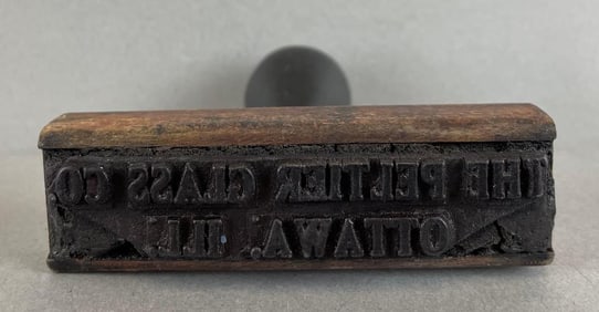 Vintage Peltier Glass Co. Ottawa ILL Rubber Stamp