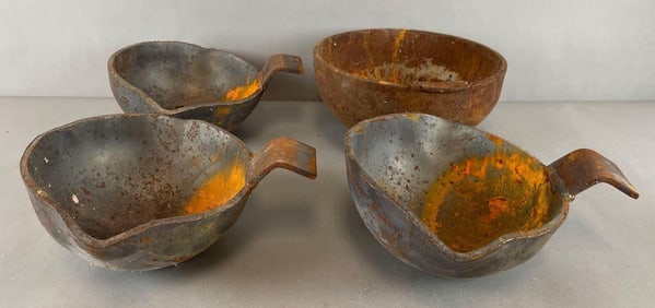 Group of Peltier Glass Co. Ottawa IL Cast Iron Smelting Ladles