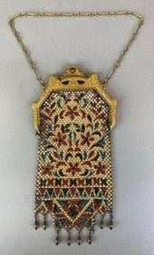 Antique Mandalain Mesh Purse with Floral Design