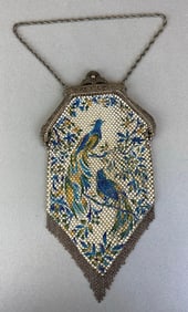 Antique Mandalian Mesh Purse with Peacock Design
