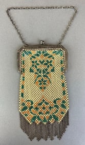 Antique Mandalian Mesh Purse With Floral Design