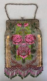 Antique Beaded Purse with Rose Design