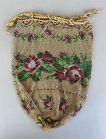 Antique Beaded Purse with Rose Design