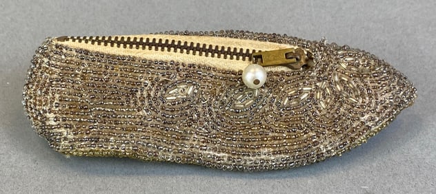 Antique Japanese KKK Beaded Shoe Purse