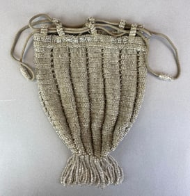 Antique Gray Beaded Purse