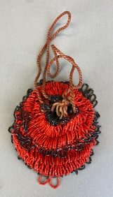 Antique Red and Black Beaded Purse