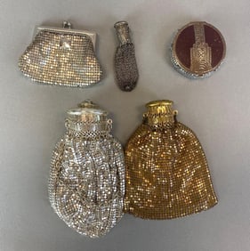 Group of 5 Antique Metal Mesh Purses